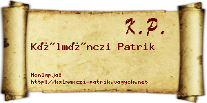 Kálmánczi Patrik névjegykártya